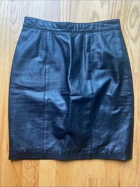 Vintage Black Leather Pencil Skirt